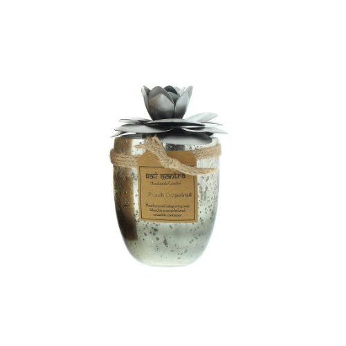 Bali Mantra Camellia Glass Silver Peach Grapefruit Candle 500g - LookincredibleLookincredible5056131803756