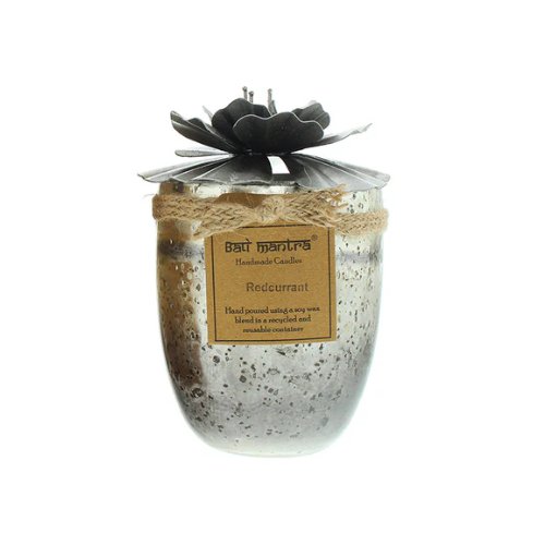 Bali Mantra Hibiscus Glass Silver Redcurrant Candle 500g - LookincredibleLookincredible5056131803879