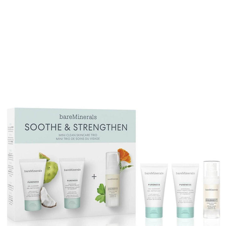 Bare Minerals Soothe & Strengthen Gift Set 30ml Gel Cleanser + 30g Light Moisturiser + 15ml Serum - LookincredibleBareMinerals194248010638