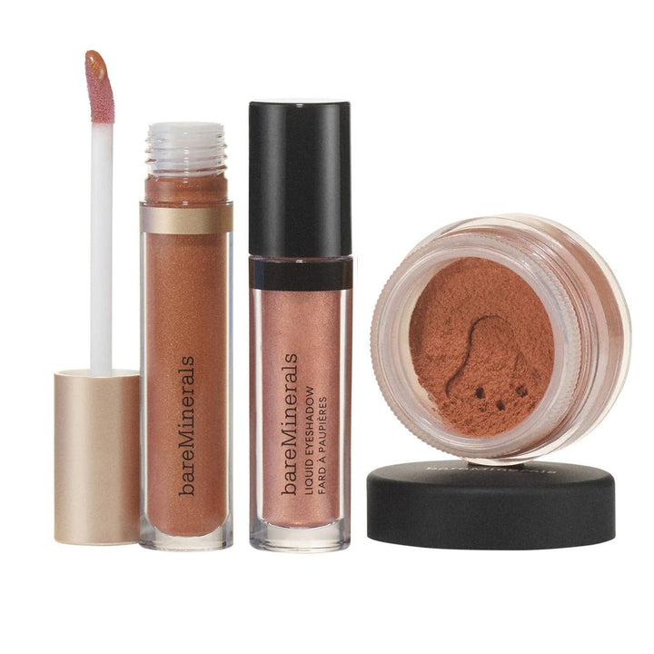 Bare Minerals Warmest Wishes Gift Set 1.5g Loose Bronzer + 4ml Lip Gloss + 3.3ml Liquid Eyeshadow - LookincredibleBareMinerals194248055868