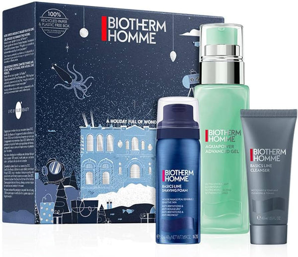 Biotherm Homme Aqua Power Gift Set Cleansing Gel 40ml + Shaving Foam 50ml + Ultra-Moisturising & Strengthening Gel 75ml - LookincredibleBiotherm3614273881746