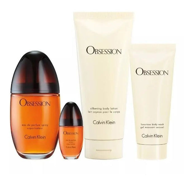 Calvin Klein Obsession Gift Set 100ml EDP + 15ml EDP + 200ml Body Lotion + 100ml Shower Gel - LookincredibleCalvin Klein3616303455316