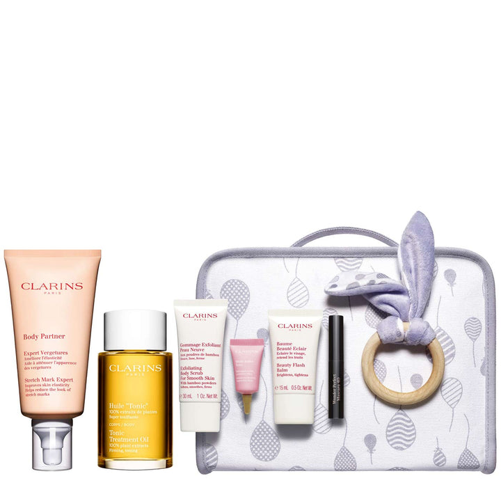 Clarins Beautiful New Beginnings Gift Set Body Scrub 30ml + Tonic Treatment Oil 100ml + Stretch Mark Expert 175ml + Eye Cream 3ml + Beauty Flash Balm 15ml + Mascara 3.5ml + Case + Toy - LookincredibleClarins3380810378085