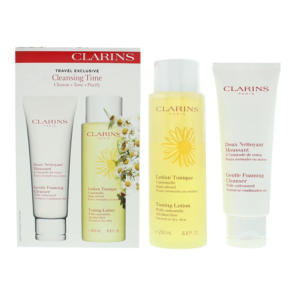 Clarins Everyday Cleansing Gift Set 1525ml Gentle Foaming Cleanser + 200ml Toning Lotion - LookincredibleClarins3380810238150