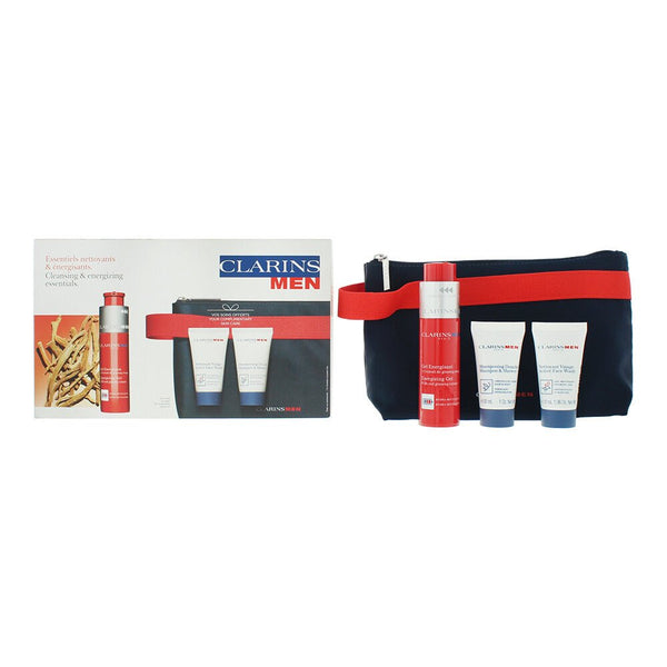 Clarins Men Gift Set Energisant Gel 50ml + Foaming Cleanser 30ml + Shampoo 30ml + Pouch - LookincredibleClarins3666057058479