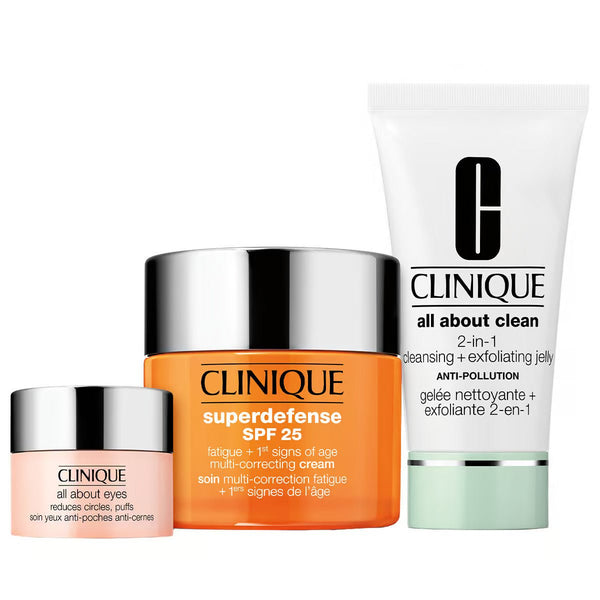 Clinique Fatigue Fighter Set: Super Defense Cream 50ml + Exfoliating Jelly 28ml + All About Eye 5ml - LookincredibleClinique192333127704