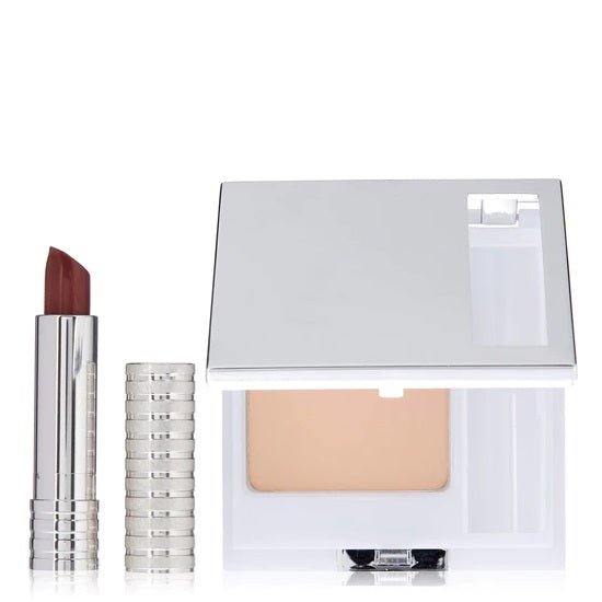 Clinique Gift Set Superpowder Double Face Powder 02 Matte Beige + Long Last Lipstick 12 Blushing Nude - LookincredibleClinique20714232023