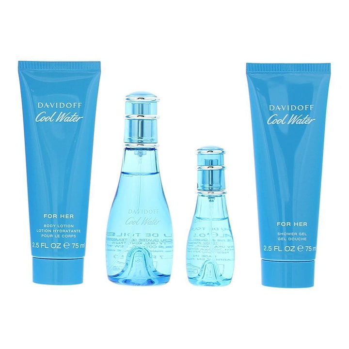 Davidoff Cool Water Woman Gift Set EDT 50ml + EDT 15ml + Body Lotion 75ml + Shower Gel 75ml - LookincredibleDavidoff3616304154140