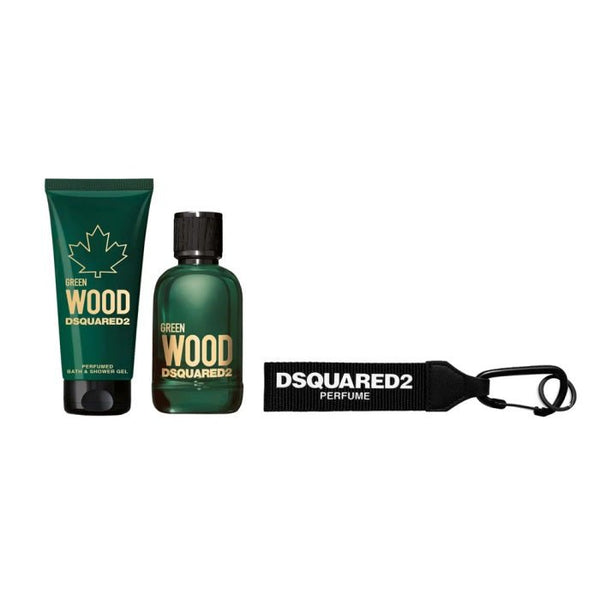 Dsquared2 Green Wood Gift Set EDT 100ml + Shower Gel 150ml + Key Ring - LookincredibleDsquared28011003877263