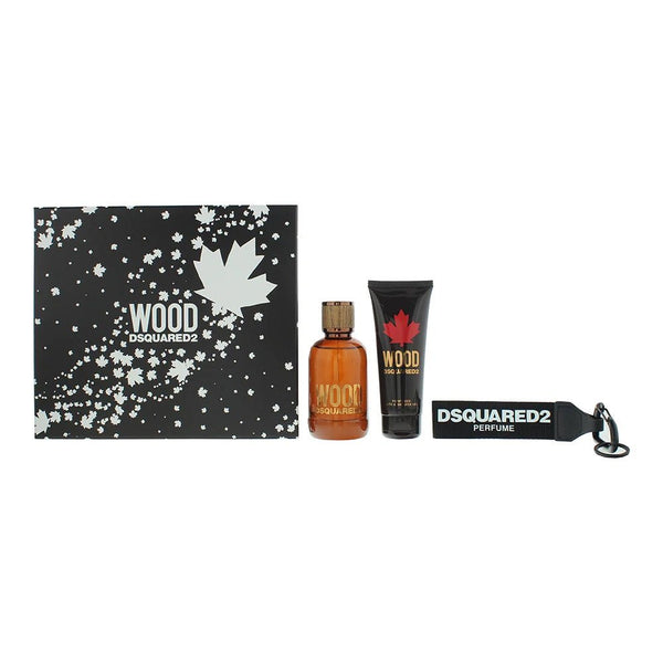 Dsquared2 Wood Gift Set EDT 100ml + Shower Gel 100ml + Key Ring - LookincredibleDsquared28011003877256