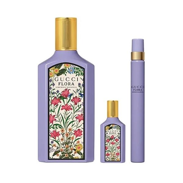 Gucci Flora Gorgeous Magnolia Gift Set 100ml EDP + 10ml EDP + 5ml EDP - LookincredibleGucci3616304956942