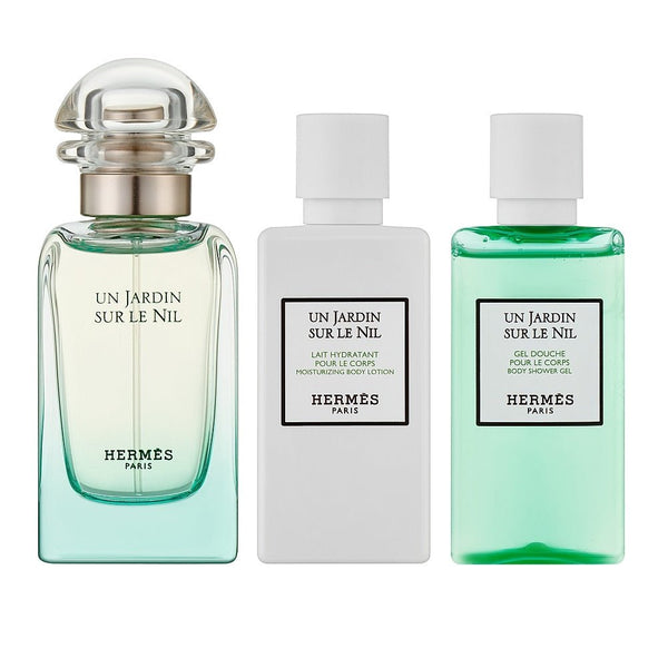 Hermes Jardin Sur Le Nil Set EDT Spray 50ml + Body Lotion 40ml + Shower Gel 40ml - LookincredibleHermes3346131102761