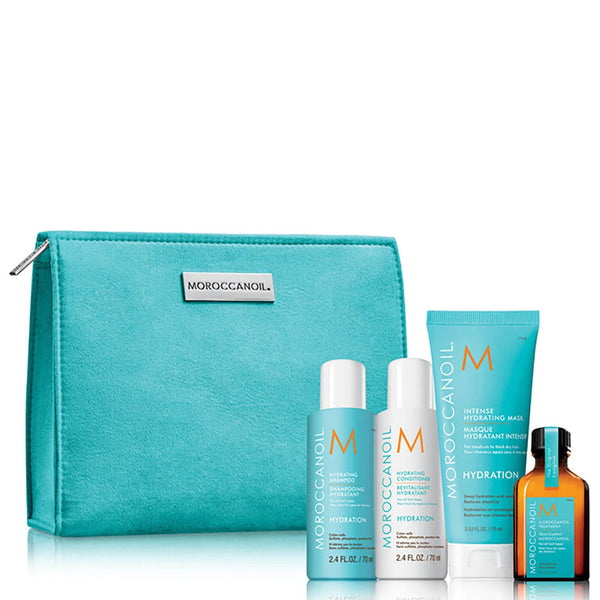 Moroccanoil Gift Set Hair Oil Treatment 25ml + Hydrating Shampoo 70ml + Hydrating Conditioner 70ml + Intense Hydrating Mask 75ml + Pouch - LookincredibleMoroccanoil7290015295925