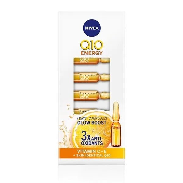 NIVEA Q10 Energy Glow Boosting Face Ampoules Serum with Vitamin C x7 Ampoules - LookincredibleNivea4005900777058