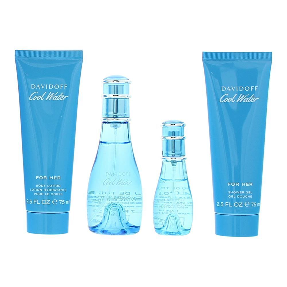 Davidoff Cool Water Woman Gift Set EDT 50ml + EDT 15ml + Body Lotion 75ml + Shower Gel 75ml
