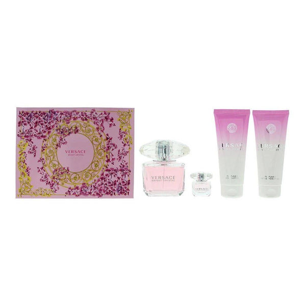 Versace Bright Crystal 4 Piece Gift Set 90ml EDT +100ml Shower Gel + 100ml Body Lotion + 5ml EDT - LookincredibleVersace8011003873357