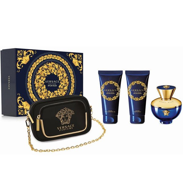 Versace Dylan Blue Pour Femme Gift Set 100ml EDP + 100ml Body Lotion + 100ml Shower Gel + Bag - LookincredibleVersace8011003876761