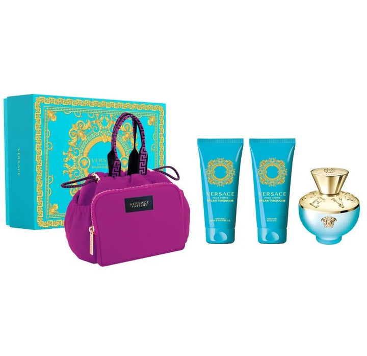 Versace Dylan Turquoise Gift Set 100ml EDT + 100ml Shower Gel + 100ml Body Gel + Case - LookincredibleVersace8011003885008