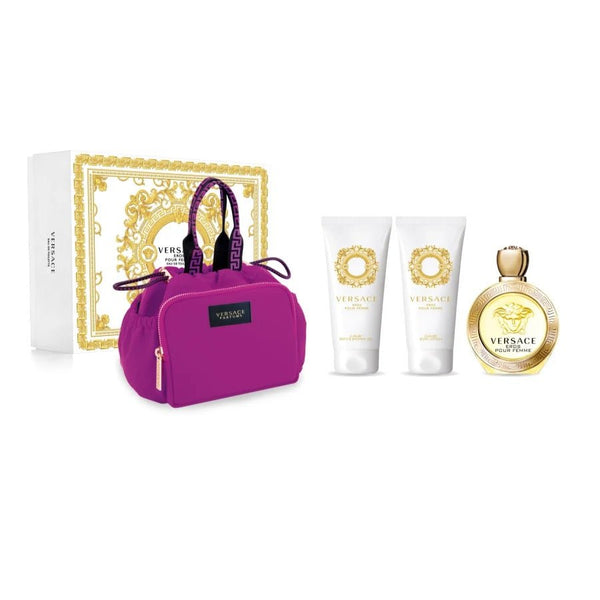 Versace Eros Pour Femme Gift Set EDP 100ml + Shower Gel 100ml + Body Lotion 100ml + Pouch - LookincredibleVersace8011003884933