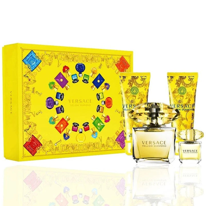 Versace Yellow Diamond Gift Set 90ml EDT + 100ml Shower Gel + 100ml Body Lotion + 5ml EDT - LookincredibleVersace8011003873401